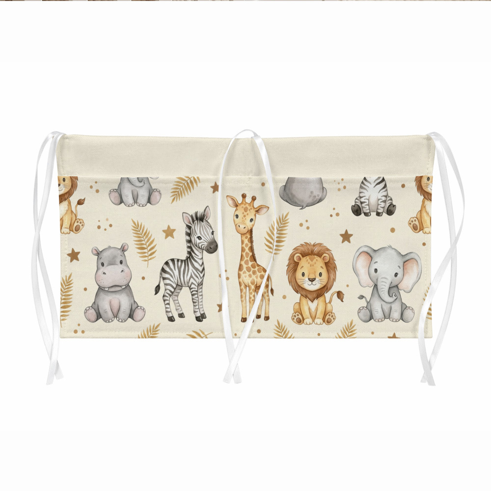 Image of 1pc Watercolor Animal 2-pocket Hanging Bag Elephant Giraffe Pattern Home Organization And Storage Bag, Bedroom Decor, Living Room Decor, Home Decor