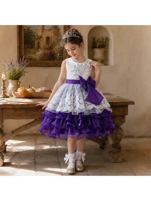 girls purple formal dress Girls Purple Prom Dress Children Birthday Princess Dress marryshe