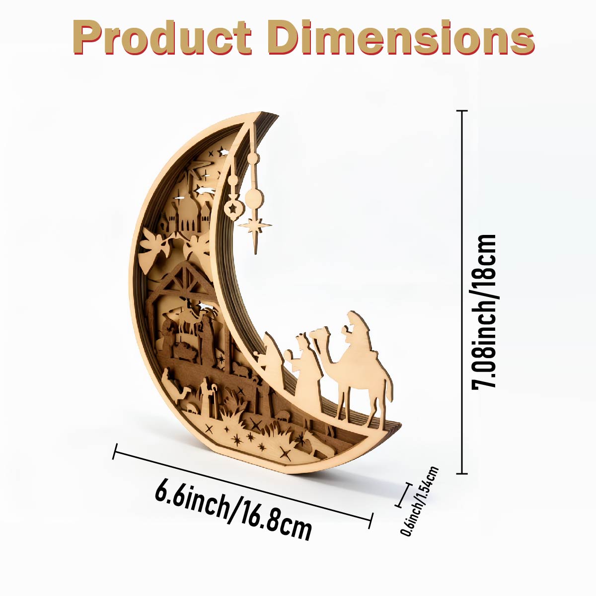 TEMU 7-layer 3d Layered Wood Nativity Scene Collectible Figurine, 3d Laser Cut Wooden Christmas Decor, Religious Xmas Tabletop Ornament For Party