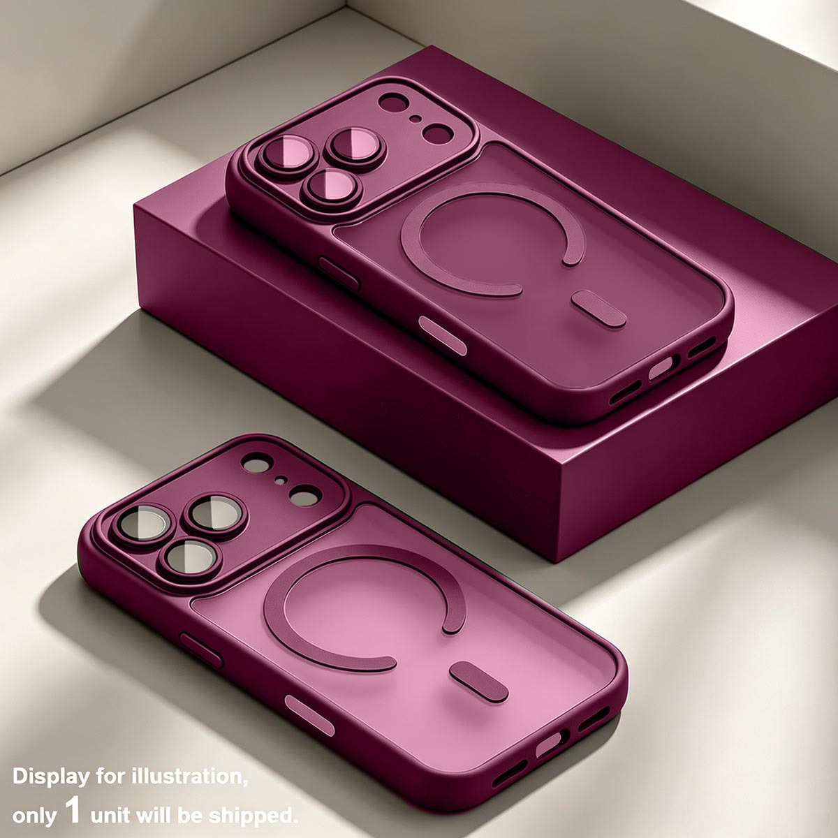 TEMU Phone Case - Elegant Matte Cherry Red Magnetic Phone Case Compatible With Iphone 18 Pro 18 Pro Max 17 16 15 14 13 12 11, Shockproof Drop