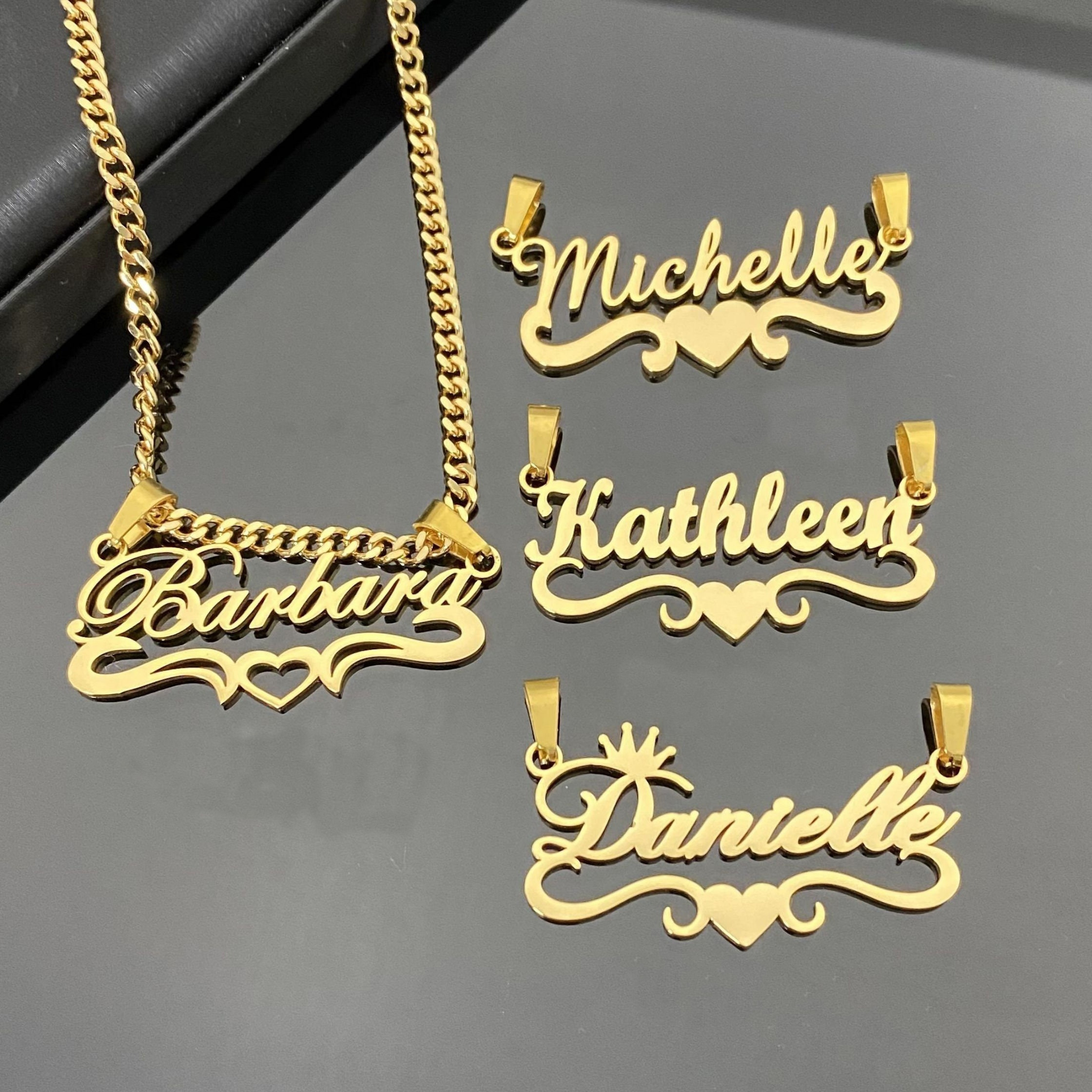 

1pc Personalized 18k Golden Plated Stainless Steel Name Necklace With Cuban Link Chain - Custom Engraved Pendant, Elegant Jewelry Gift For Her, Ideal For Christmas And , Personalized Necklace