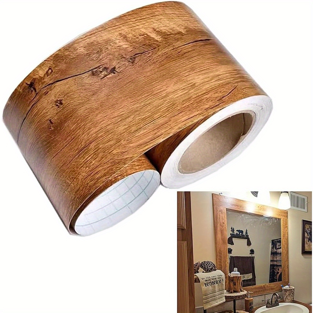 Image of 10 Meters Veldoran Wood Grain Wallpaper Border - Rustic Vinyl Self-adhesive Decorative Film For Kitchen, Bathroom, Bedroom Tiles & Mirrors, High Quality & Easy To Clean