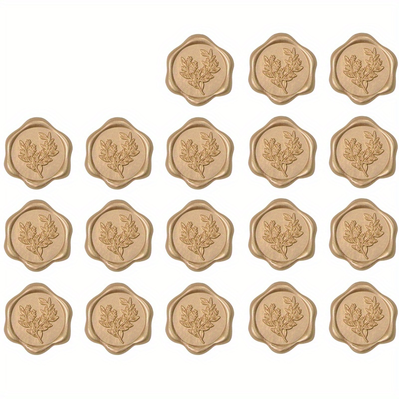 E-shop Wachs Siegel Aufkleber - Eukalyptus Hochzeit Einladung Umschlag Siegel Aufkleber, Selbstklebende Prosecco Metallic Hellgoldene Aufkleber, für