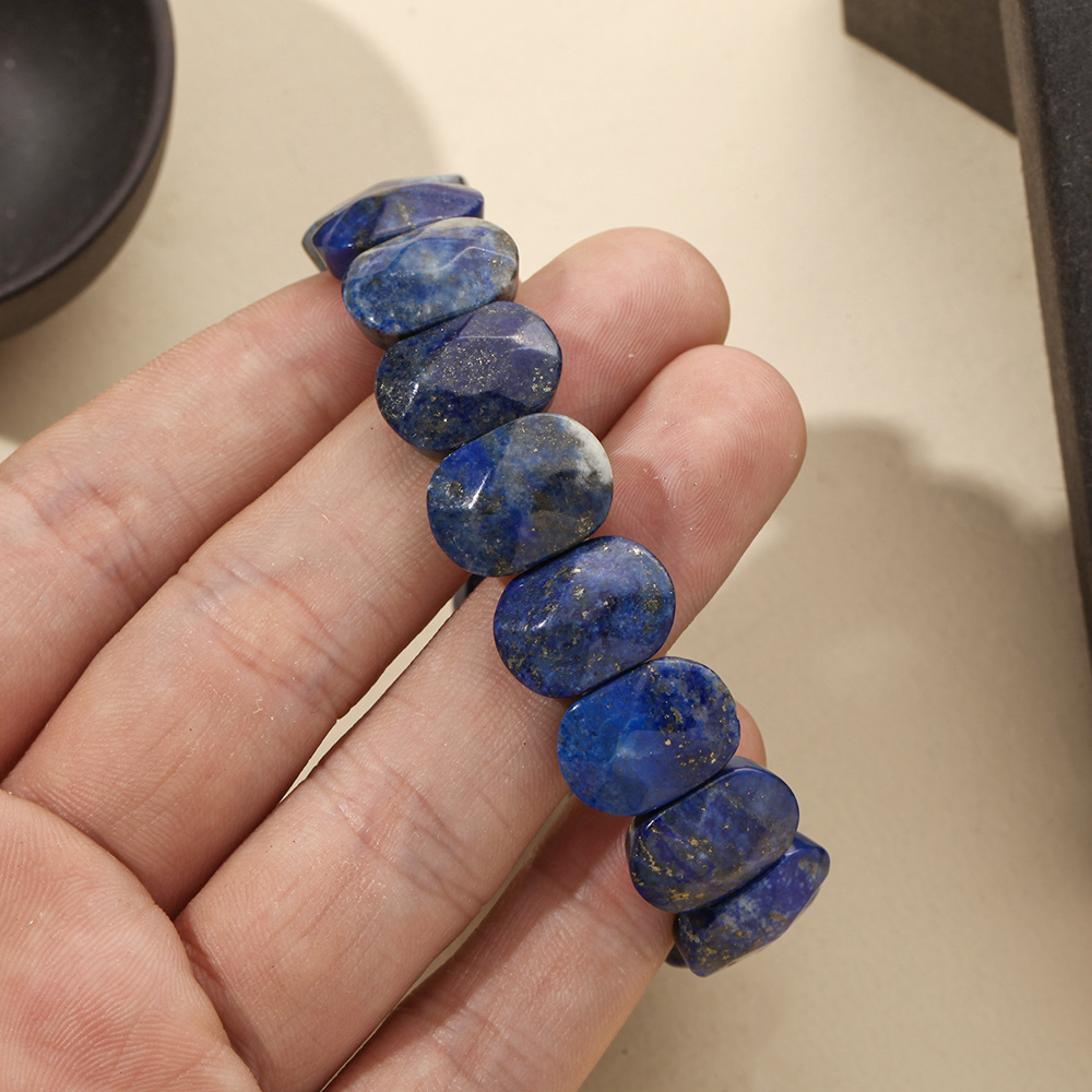 Natural Lapis Lazuli Bar Shaped Bead Bracelet, Business Gift