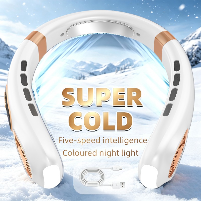 Image of Abduoduo Fan, 360° Portable Fan, 2 Outlets, Strong Airflow, With Digital Display Screen, Five-speed Adjustable Turbocharging, Ultra-long , Anti-slip Design, Silent Operation