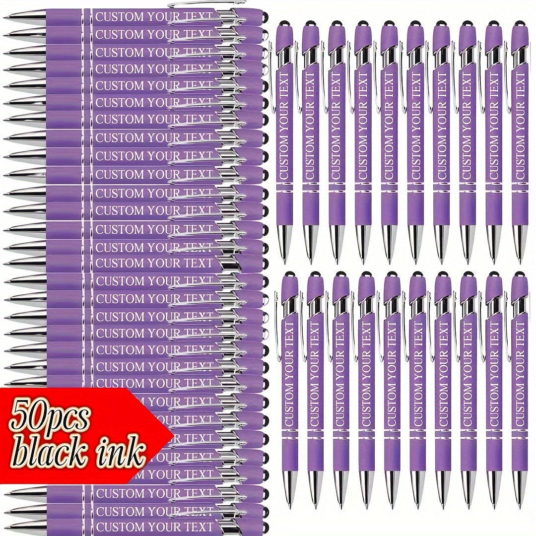 

50 stylos à bille en métal avec personnalisé, , écriture lisse, idéal pour et les spéciales, de diplôme, mariage et cadeaux saisonniers, règle à pointillés, aluminium et PVC, plume