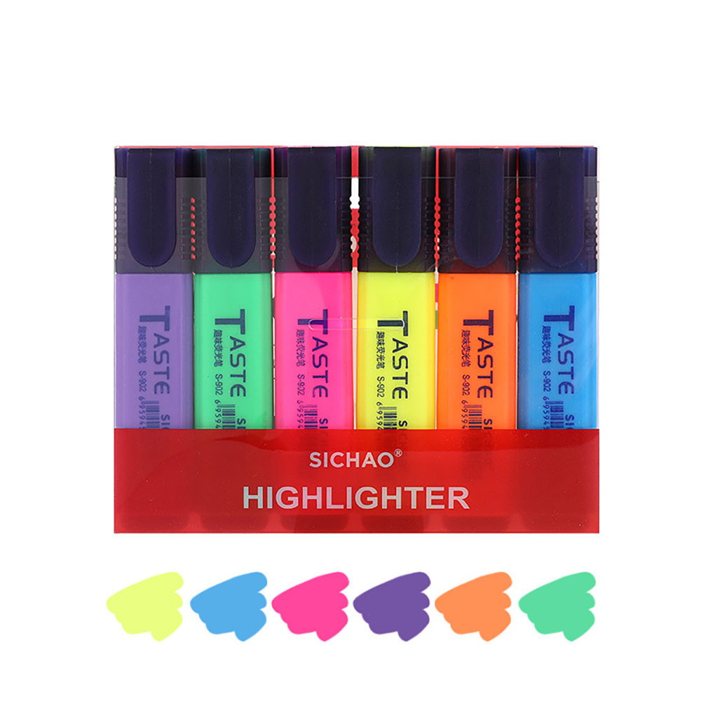 E-shop 4/6/8 Farben Premium Fluoreszierende Marker zum Hervorheben, Pastellfarben für Notizen, Marker im japanischen Stil, Schreibwaren für leuchtende