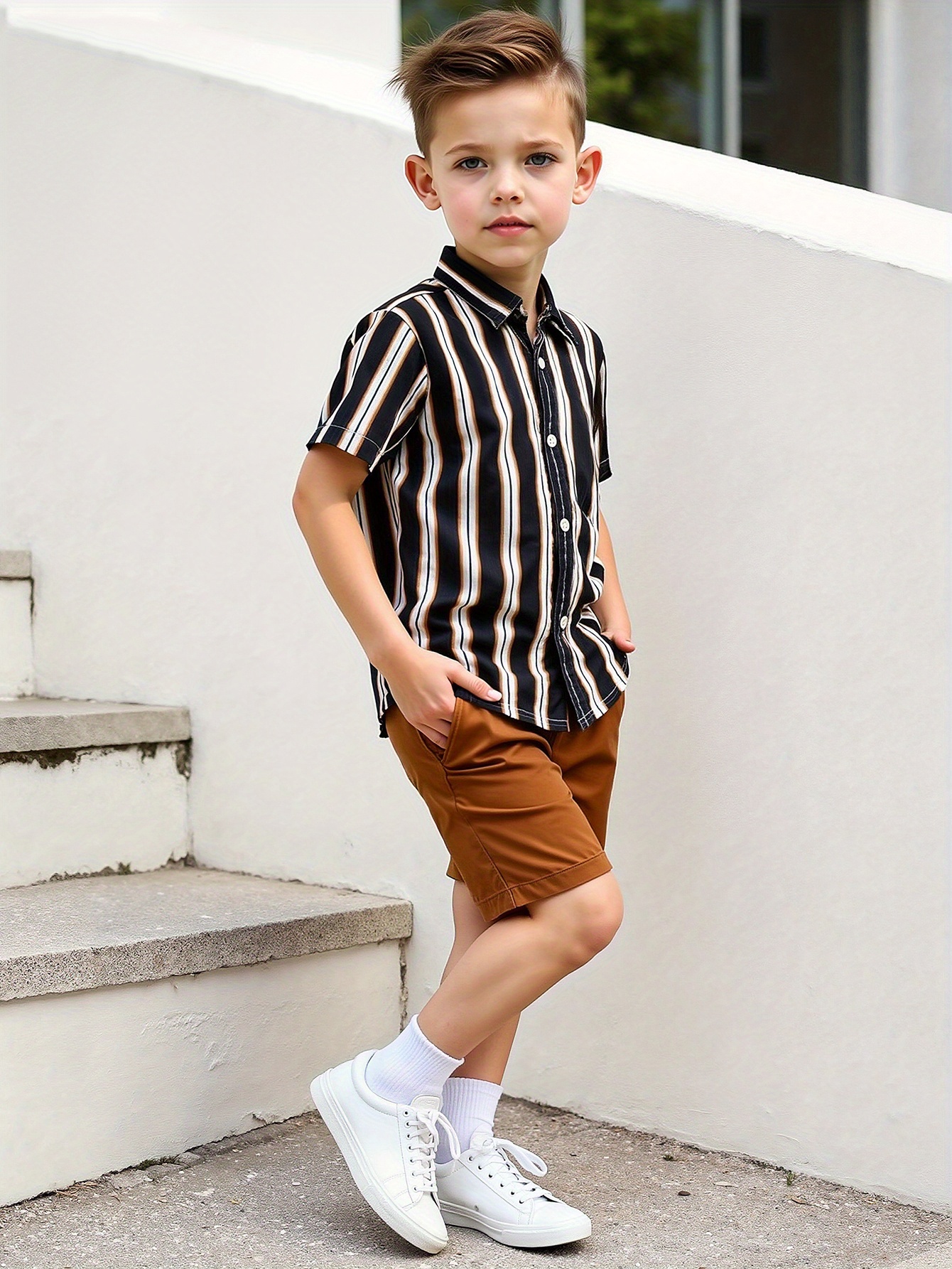 ensemble pièces garçons chemise à manches courtes short Temu