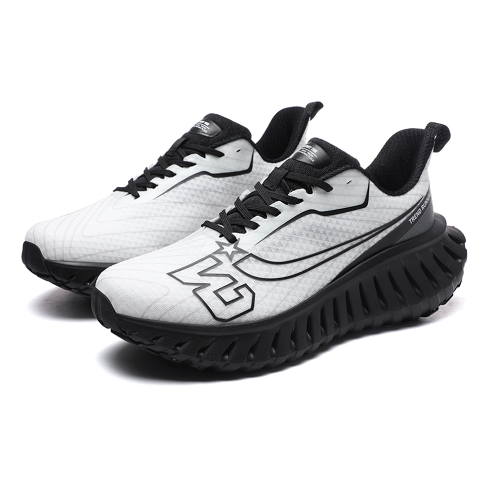 Carbon Plate Technology - Men's Road Running Shoes, Thick-Soled Casual Sneakers for Men, Comfortable and Breathable Fabric Upper, Cushioning and Shock-Absorbing MD Midsole, Slip-Resistant and Wear-Resistant Rubber Outsole, Low-Top Lace-Up Closure