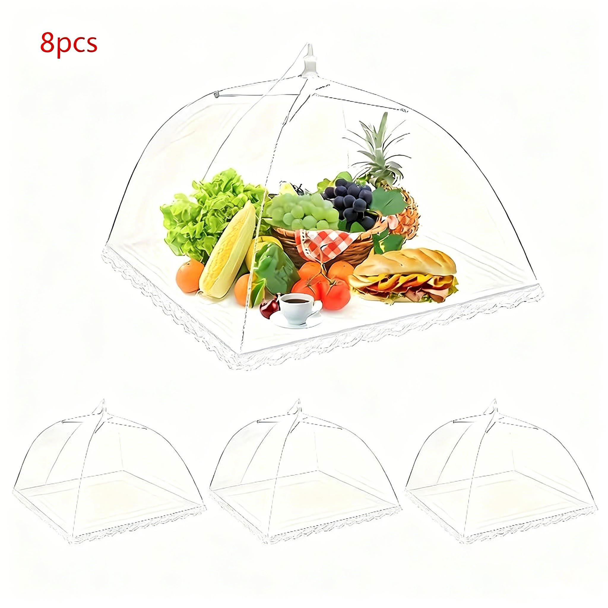 8-pack Pop- Covers, Foldable Mesh Dust Covers For Outdoor Picnics, Camping, Bbq Tents, Washable Dome Design, Party Breakfast Plating Covers