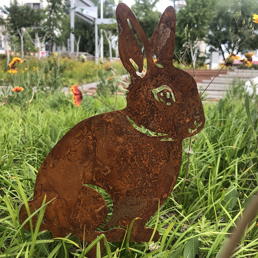 【2d Flat】 [2d Flat] 1pc Vintage Acrylic Rabbit Garden Insert Card - Unique Thanksgiving Gift, Outdoor Decoration, Yard Art, Distressed Animal Silhouette Sculpture
