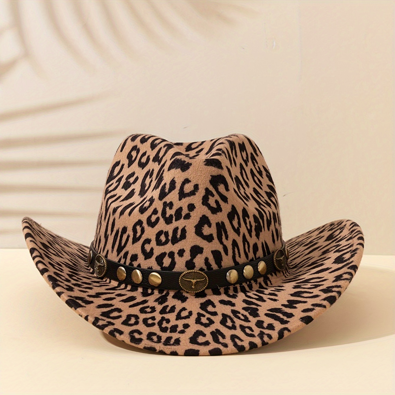 TEMU 2 pezzi da cowboy nuovo stile con tesa curva, stampa leopardata e decorazione a , adatti per abbigliamento da esterno per le festivit�