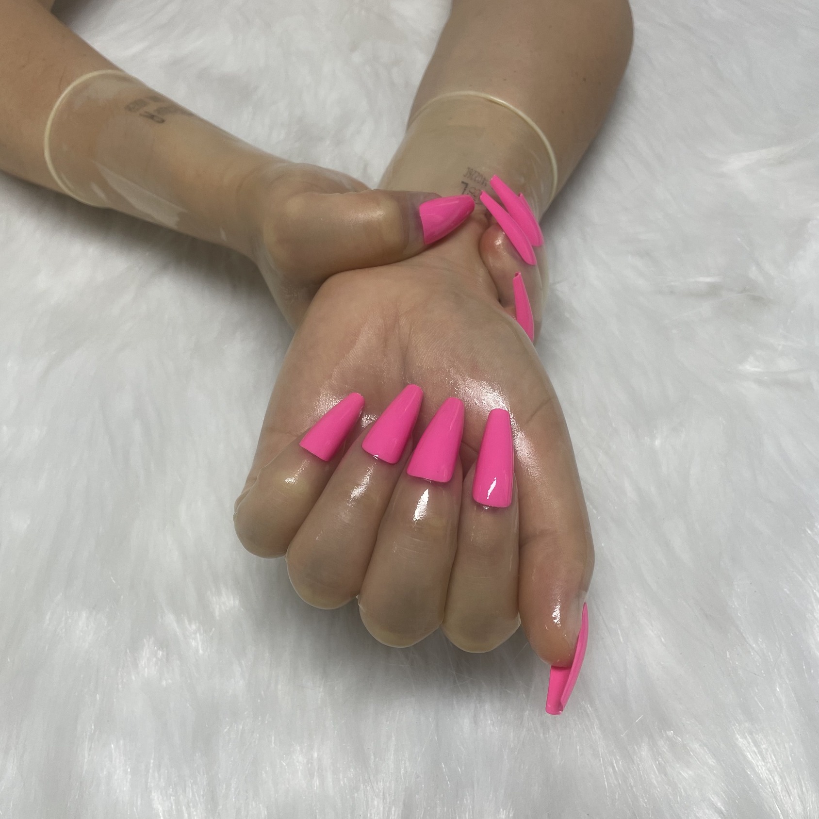 Image of A Pair Of Ultra-thin Transparent Molded Malaysian Natural Latex Material With High Elasticity Zentai Unisex Halloween Costume Additions Cosplay Latex Gloves With Nail Service