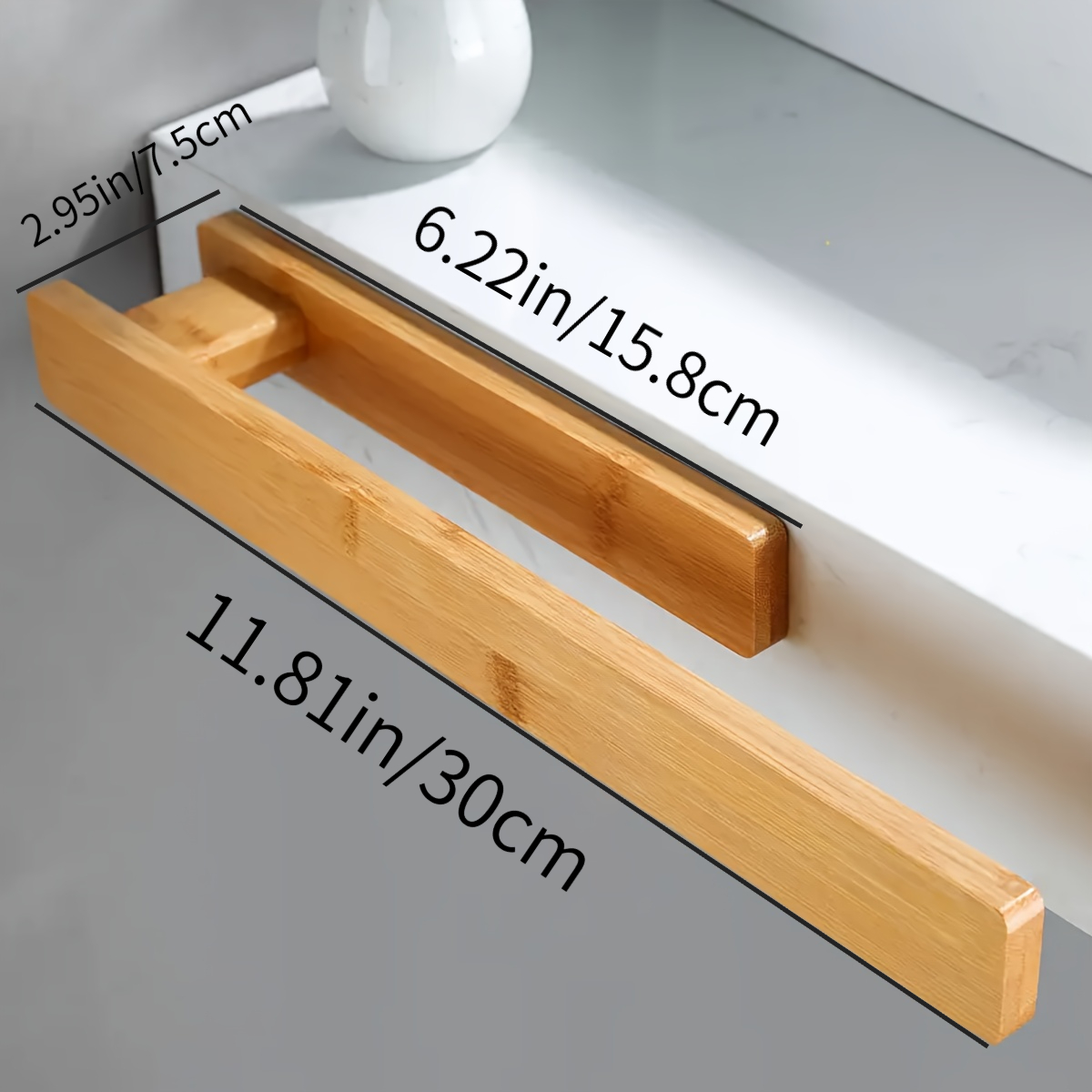 TEMU 1 support mural pour serviettes en bambou, support de rangement perçage, support à serviettes suspendu, convient pour salle de bain, cuisine et