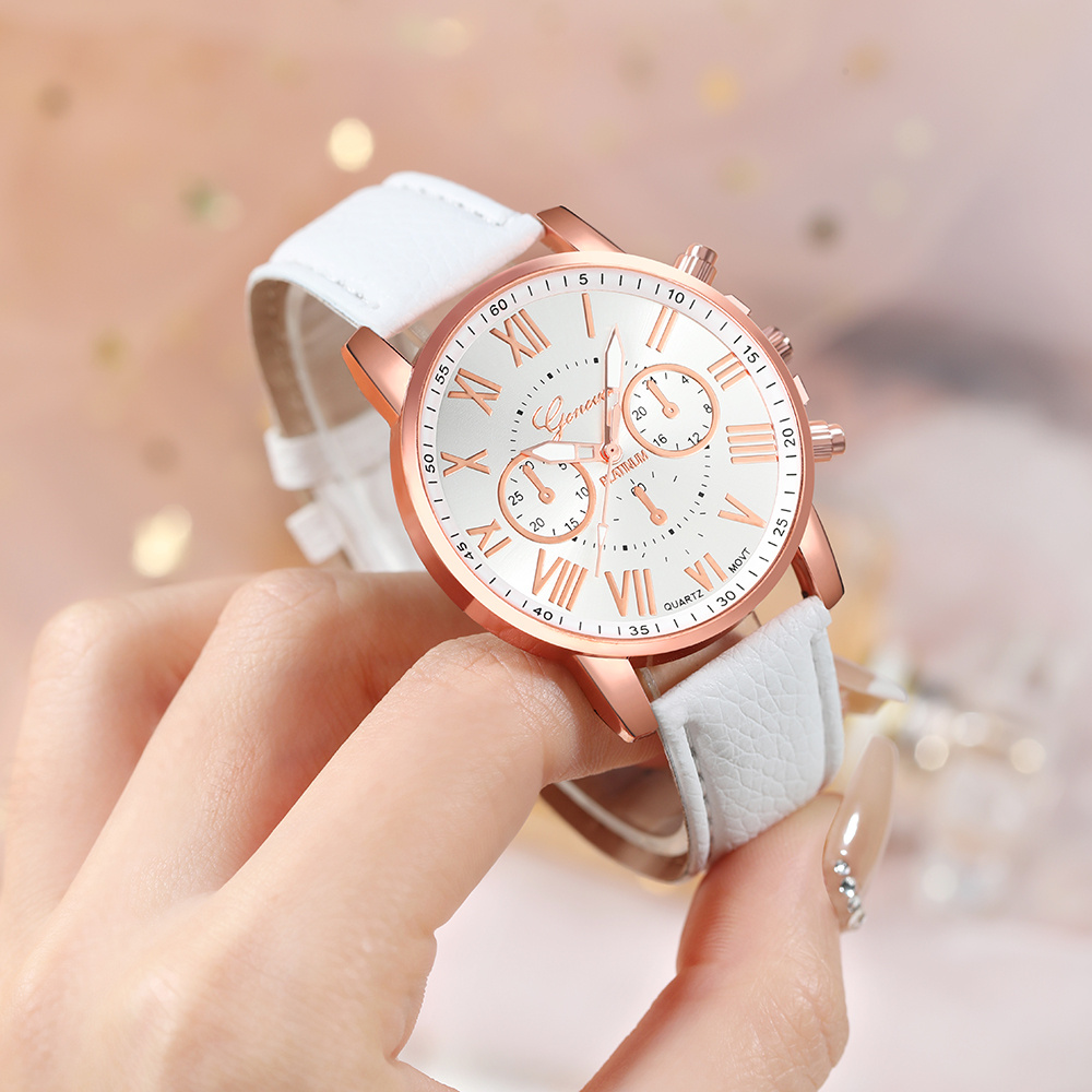 6 stuks MSCXDK Nieuwe Dames Business Luxe Mode Quartz Horloges, Ronde Wijzerplaat, Quartz Uurwerk, voor Dagelijks Gebruik en Formele Gelegenheden Polshorloge, Verjaardagscadeau, Jubileum, Afstudeercadeau - Luxe Design, Modieus Exquise, Feest, Valentijnsdag