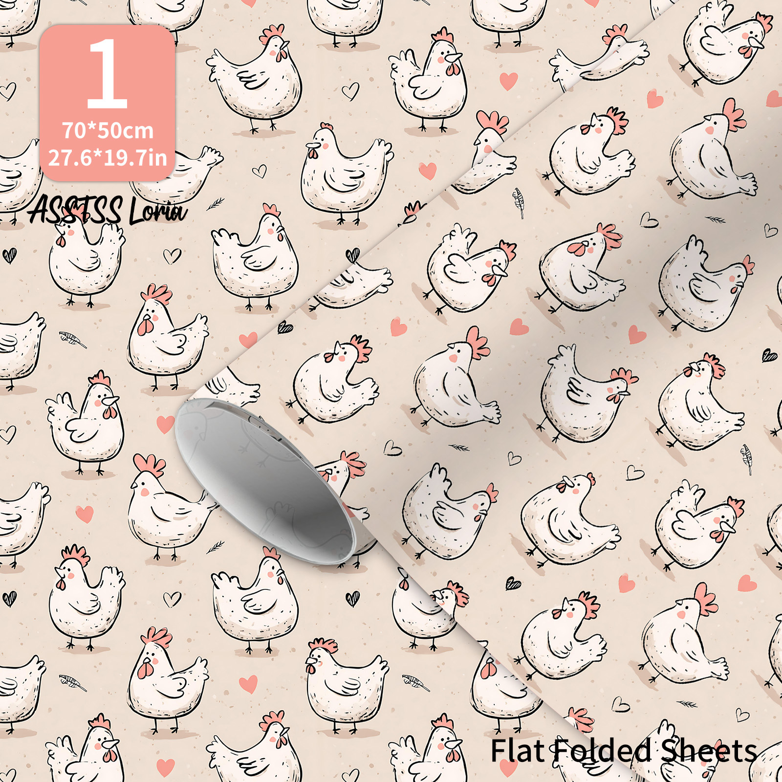 TEMU Carta da regalo ASSTSSLORIA - 1 foglio Pollo da fattoria, Carta da regalo Love, 20x28" Carta d' premium grande 105GSM, Confezione ad definizione