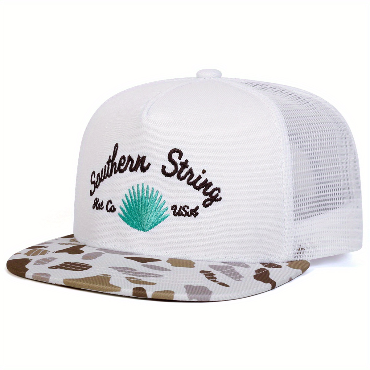 TEMU 1pc Women Letter Leaves Embroidered Hip Hop Hat Mesh Hat Outdoor Adjustable Sunscreen Leisure Hat Spring Autumn Travel Beach Vacation
