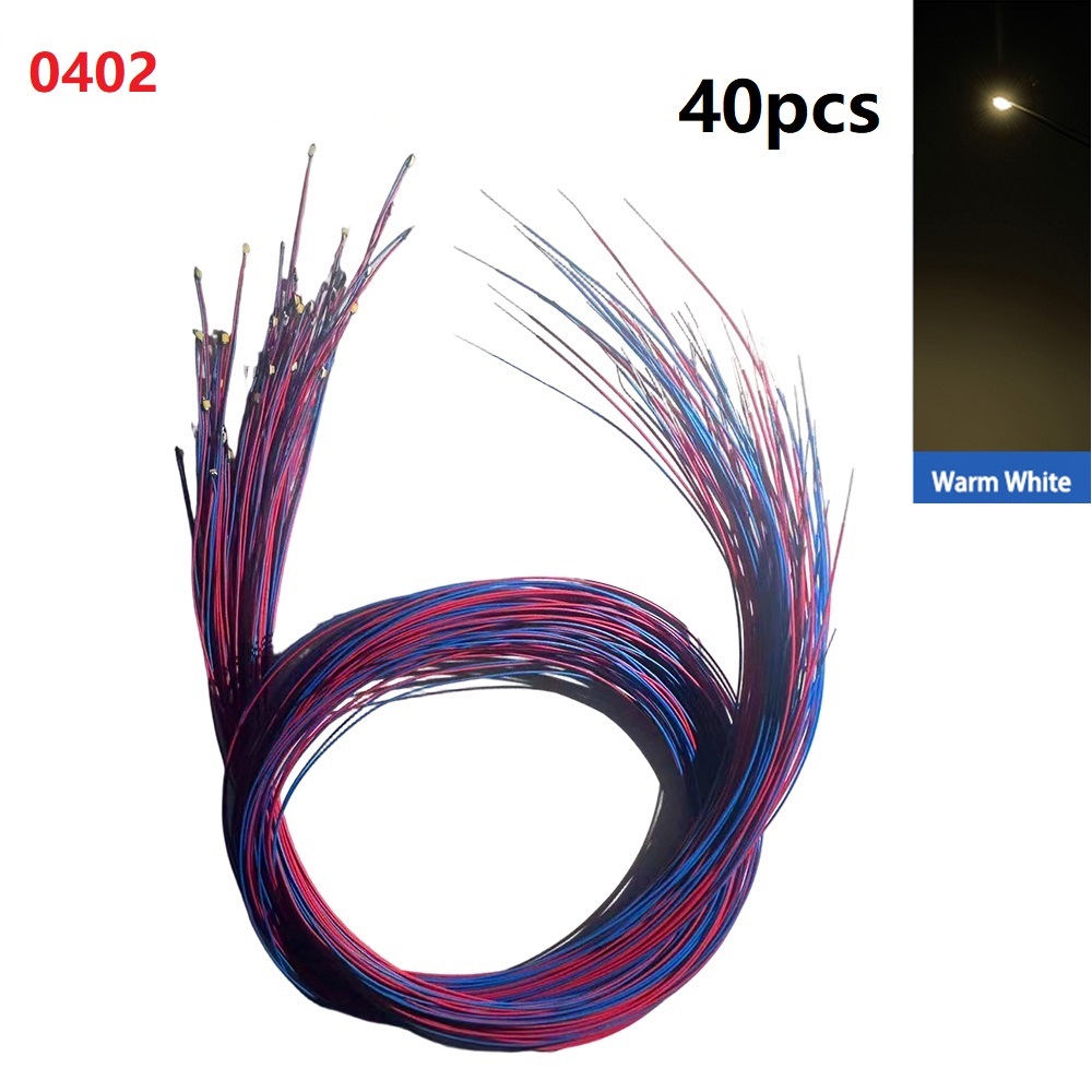 40pcs/bag 3v Led Smd 0402 Wire For Model Train Ho Scale Blue Pre- Micro Litz Diorama Railway Warm Red Blue Yellow