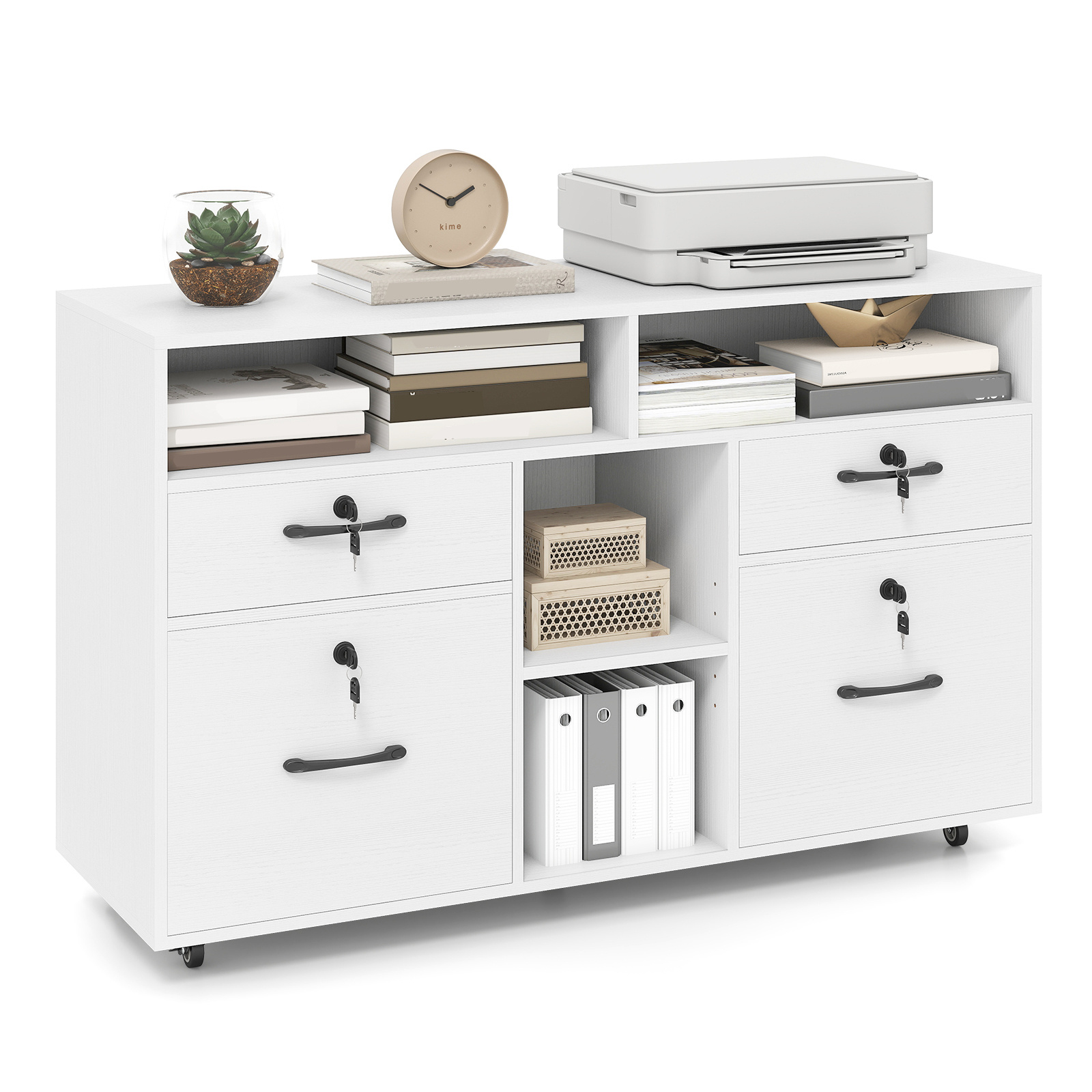   mobile file cabinet lockable lateral filing storage organizer with adjustable shelf 4 drawers for home  