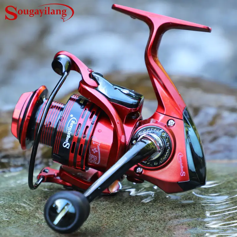 * 1pc 13+1BB Red Spinning Reel, Aluminum Alloy Spool * Fishing Reel for Freshwater * 1pc 13+1BB Red Spinning Reel, Aluminum Alloy Spool * Fishing Reel for Freshwater