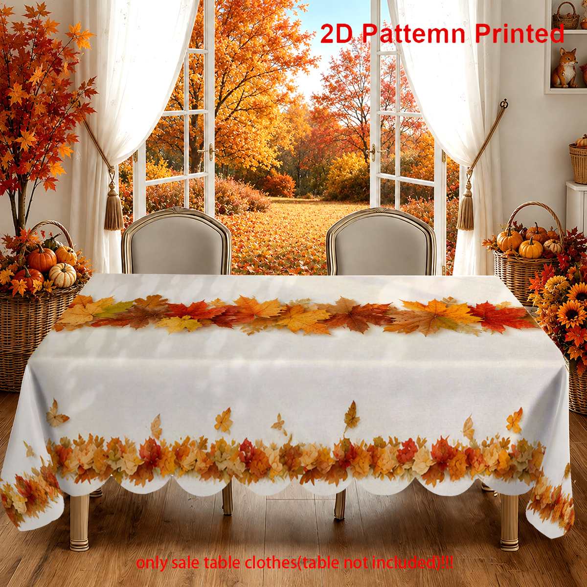TEMU 1 Chemin de table rectangulaire d'automne vintage à d' d'érable, nappe imprimée de style ferme rétro, décoration de restaurant/cuisine/fête pour
