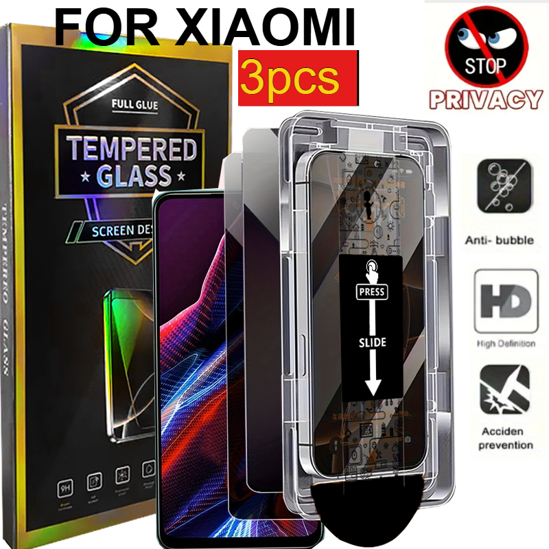 E-shop 3 Stück staubfreier Sichtschutzfolie für Xiaomi 13/14/15 Serie – gehärtetes Glas, -Spionage, staubdicht, splitterfest, einfach zu installieren,