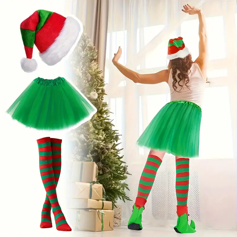 3pcs ladies christmas elf dress set featuring a christmas - Temu Nigeria 3pcs ladies christmas elf dress set featuring a christmas - Temu Nigeria