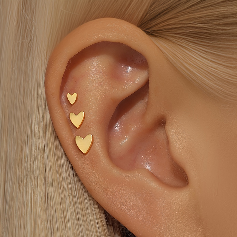 TEMU 3pcs Vintage Elegant Heart Earrings, 925 Sterling Silvery, April Birthstone, Lightweight 0.83g, Fine Jewelry For Women, Daily & Gift Occasions, All Suitable