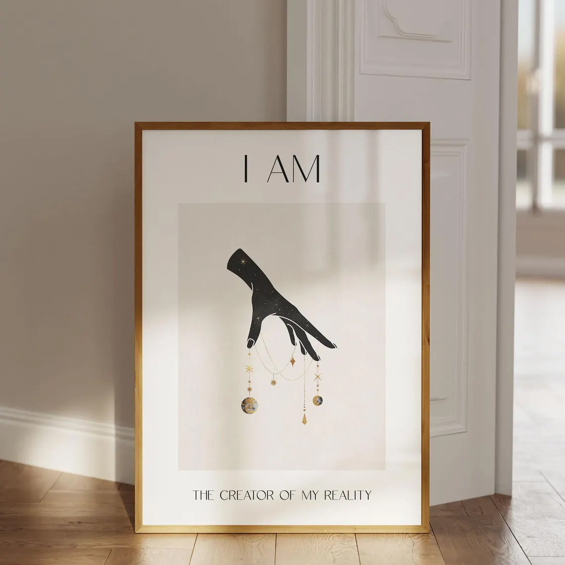 TEMU 1pc "i Am Of My Reality" Positive Affirmation Wall Art Poster - Vintage Canvas Painting With Self-empowerment Quote, Unframed Horizontal For /