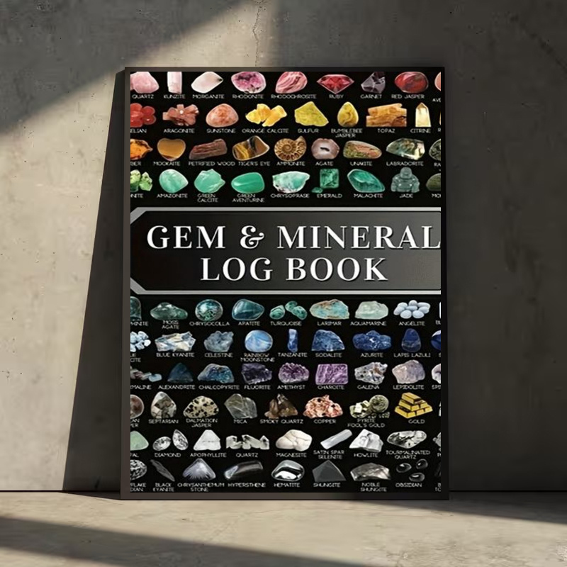 item picture 2d flat 2d flat 1pc2 gems and minerals collection journal   wall art living room bedroom office decoration colorful gem mineral illustrations unique holiday birthday gift creative educational artwork   canvas hanging painting