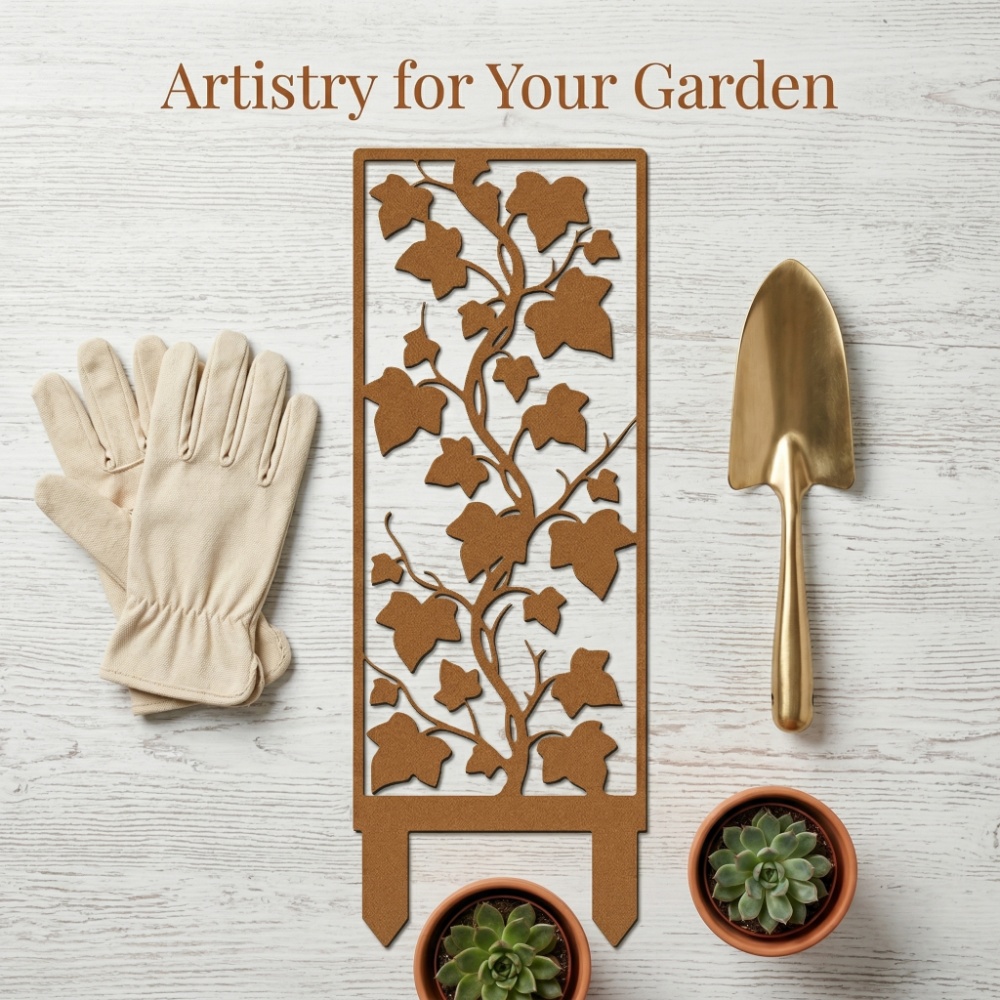 1pc Hand-Welded Wrought Iron Maple Leaf Screens, Rusty Privacy Screens, Garden Screens with Stands, And Garden Decorations Featuring Garden Stands