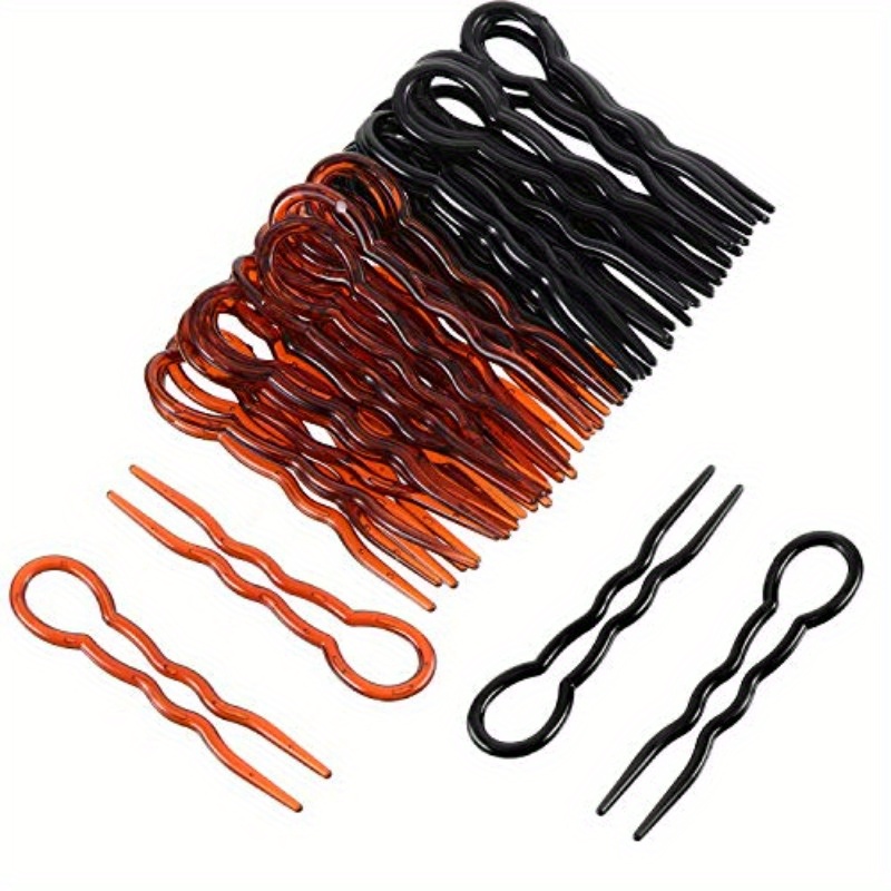 48pcs   plastic u shaped hairpins     hair clips 3 5 long heavy duty lightweight hairpins for womens wedding bun   everyday hairstyles durable plastic hair accessories 24 each color Product details 2