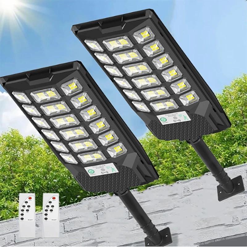 TEMU 2 Pack Solar Lights Outdoor Motion Sensor, 6500k Dusk To Dawn Led Solar Street Light With Remote Control Solar Flood Lights For Outside Garden