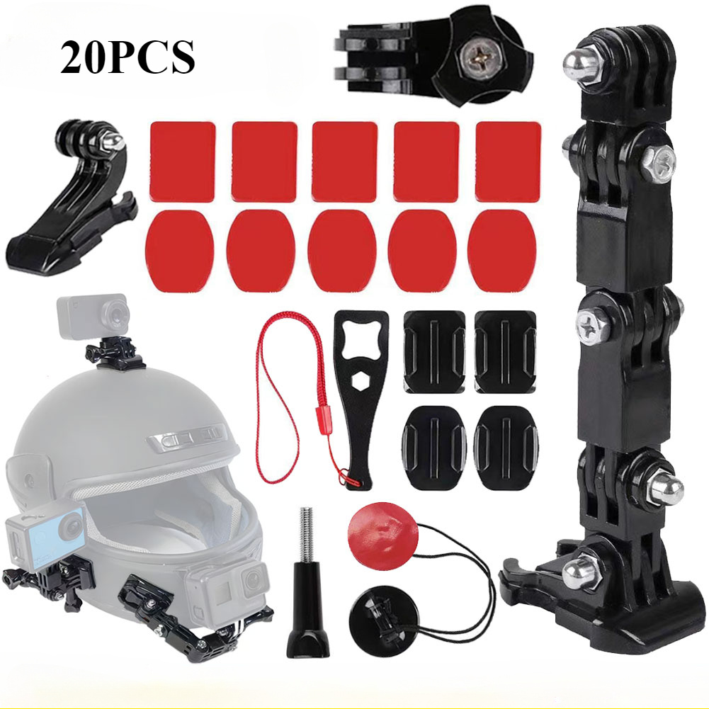 Image of Accessory Kit For Mounting For Hero And Cameras On Motorcycle Helmets, Compatible With Models 13, 12, 11, 9, 8, 7, 6, And 5