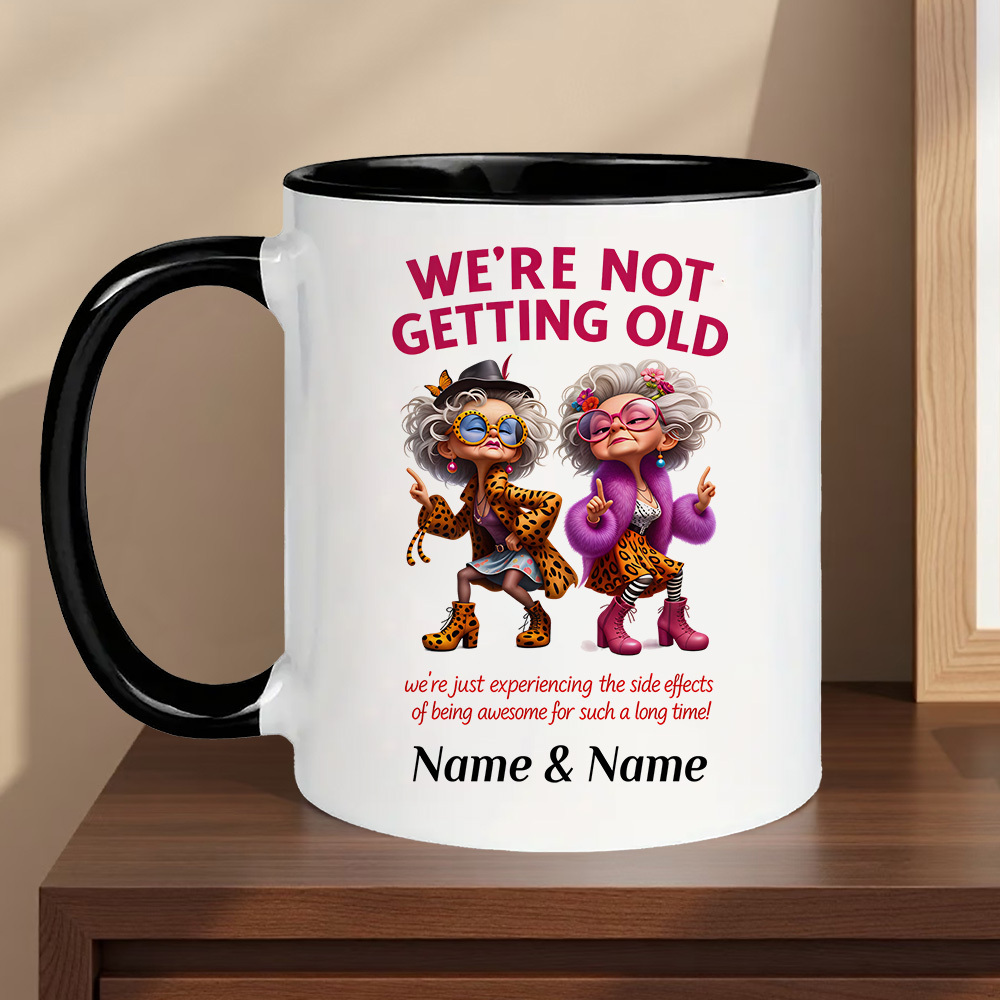 TEMU [customizable Name] Funny Elderly Aging Humor Gift 1pc 11oz Sublimation Ceramic Mug Leopard Print Grandma Cartoon Quote Cup | Reusable Hot Cold