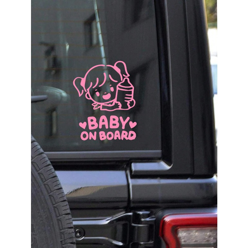 Baby On Board Magnet – Cute Baby And Dog In Blue SUV