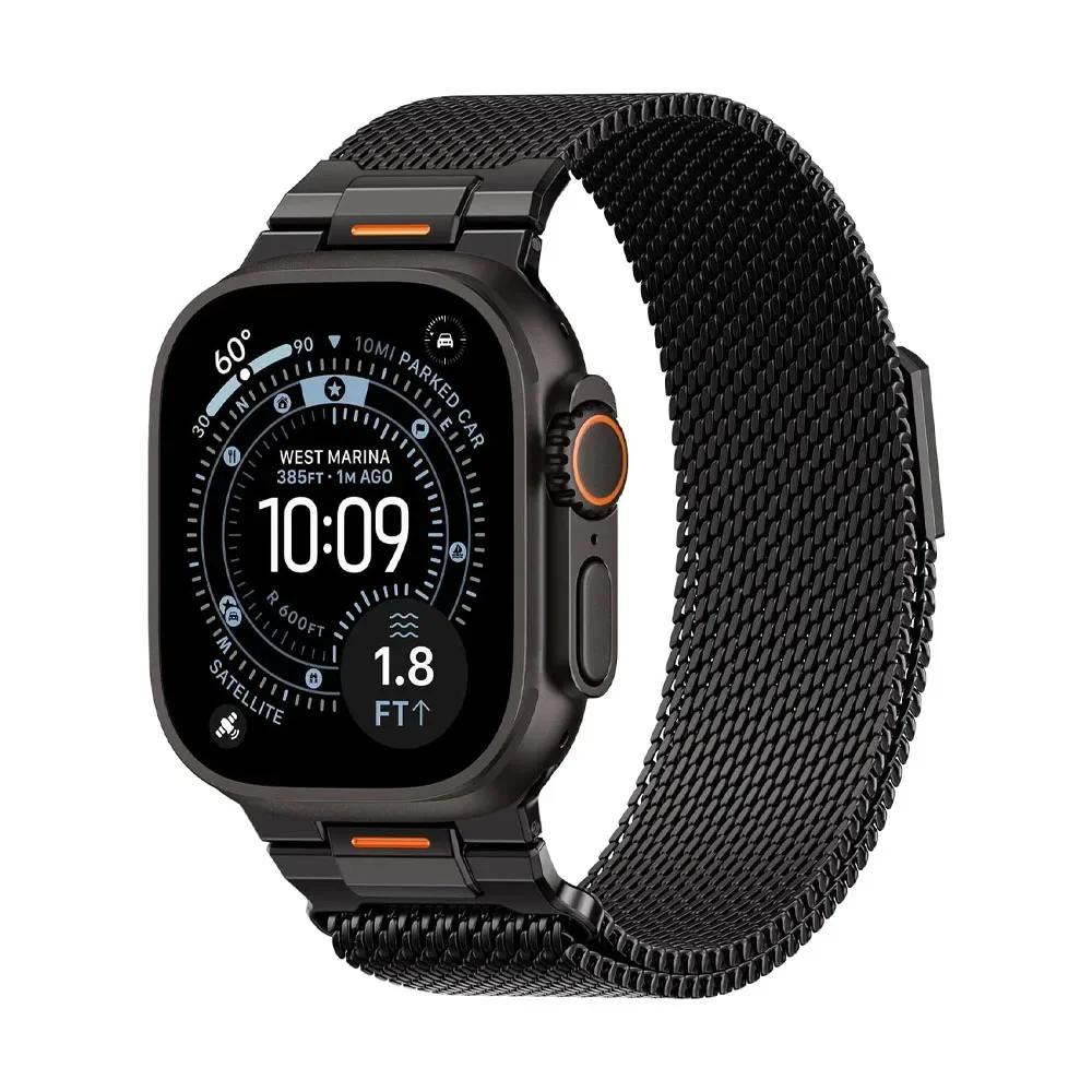 Magnetic Milanese Mesh Band For Watch /2/1, Series 11/10/9/8/7/6/5/4 And Se 3/2/1, 44mm 45mm 46mm 49mm Adjustable Strap