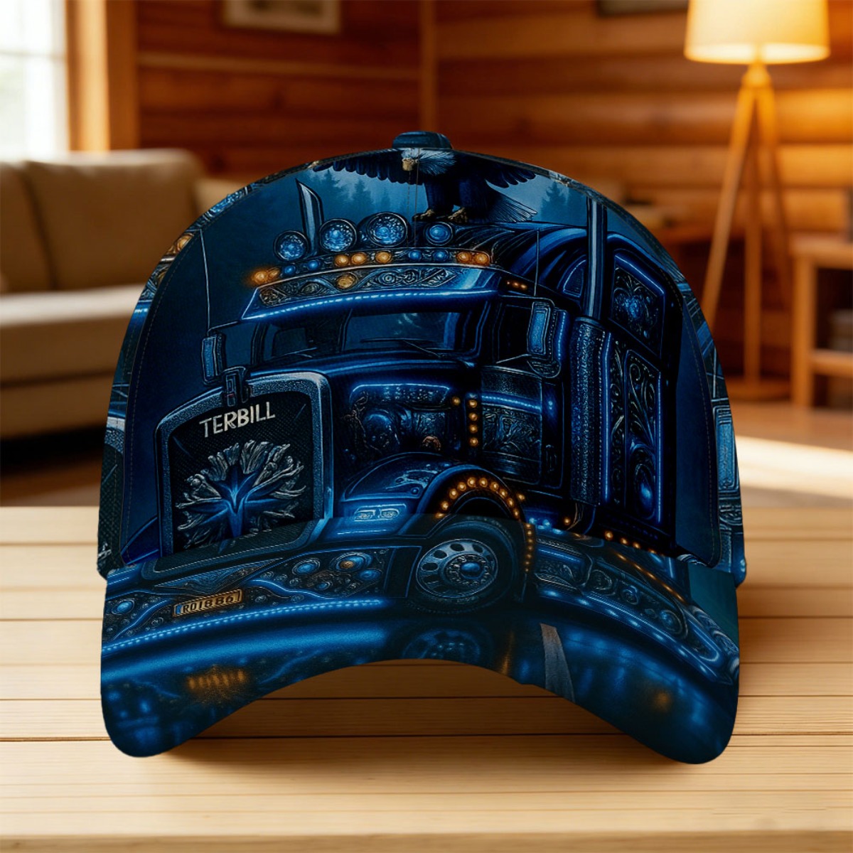 TEMU 1pc With Eagle Truck Night Lights Print Adjustable Snapback Perfect For Use Suitable Perfect Lightweight Polyester Duckbill Hat Ideal For Wear