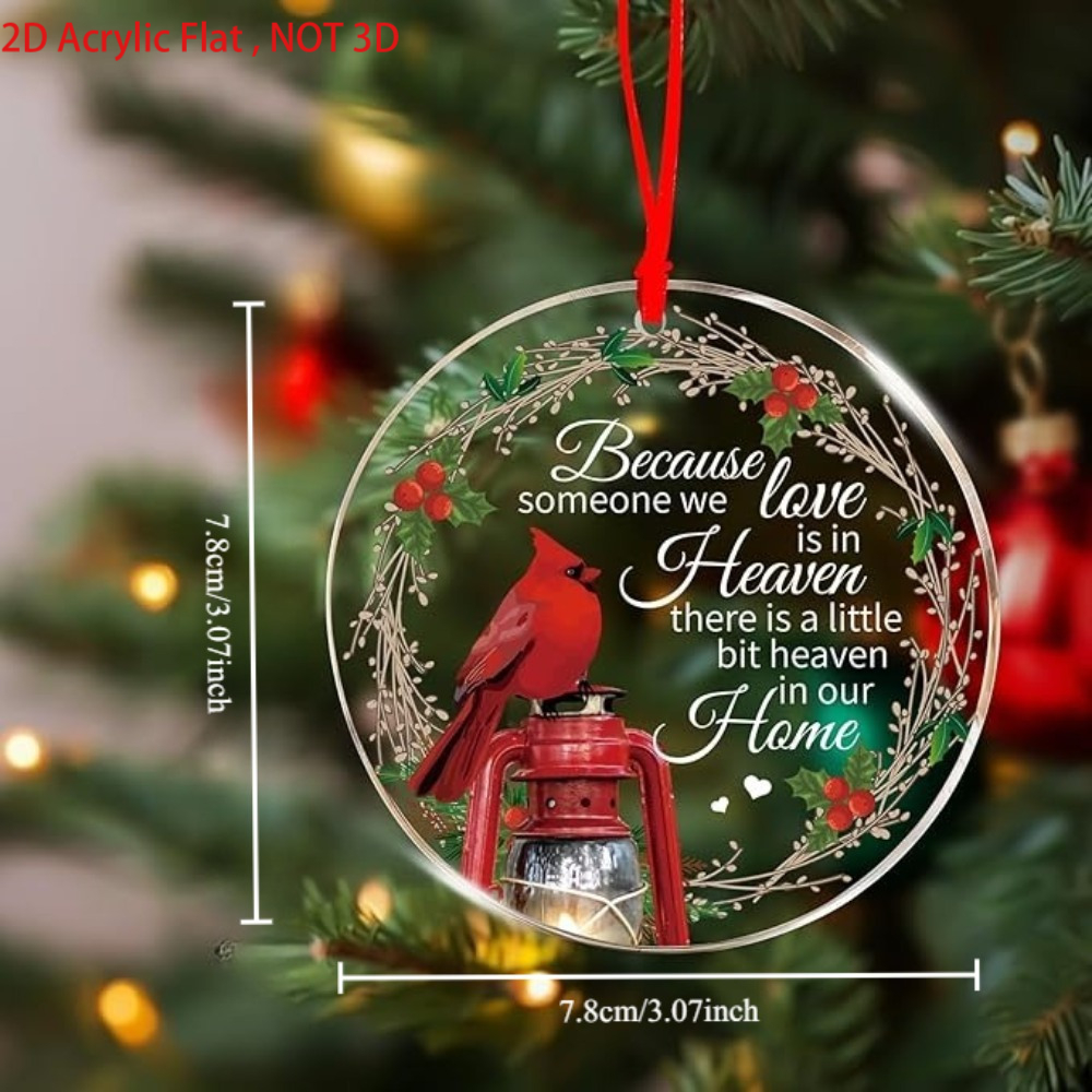 TEMU 2d Flat, 1pc Commemorative Ornament - Red Bird And Lantern Design With " Are In Heaven" - Sympathy Souvenir, Memorial For , Ramadan - Home Decor