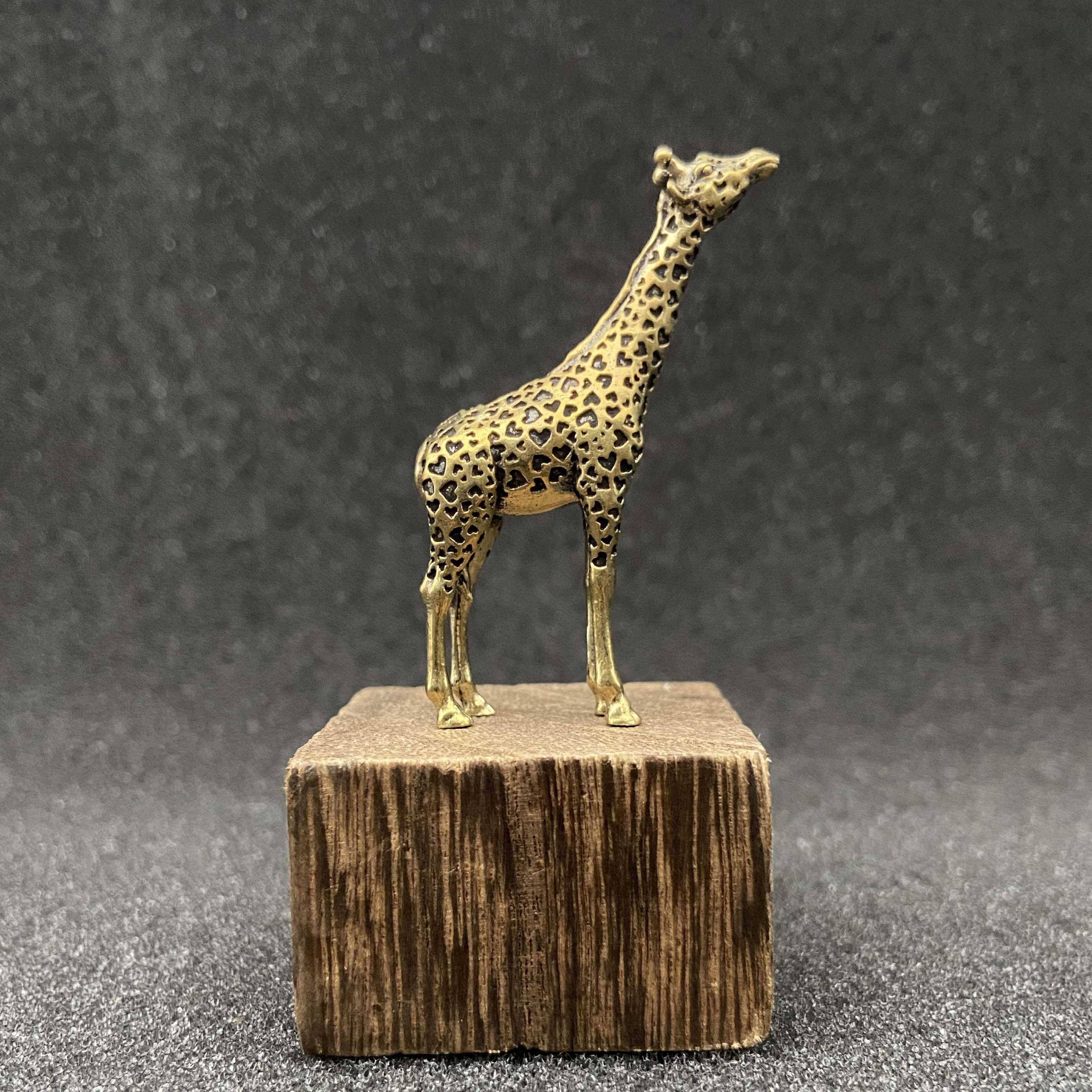 TEMU Vintage -shaped Giraffe Figurine Ornament, Solid 5.1cm Tall Animal-shaped Desktop Bookshelf Decoration, Halloween, European And Decor Creative