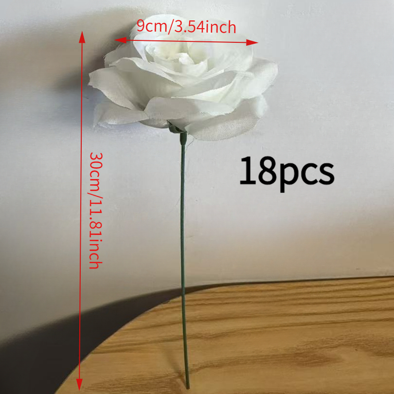 TEMU 18 pièces de roses artificielles blanches, réalistes, résistantes aux UV pour décoration intérieure/extérieure, adaptées pour DIY, Noël, les ,
