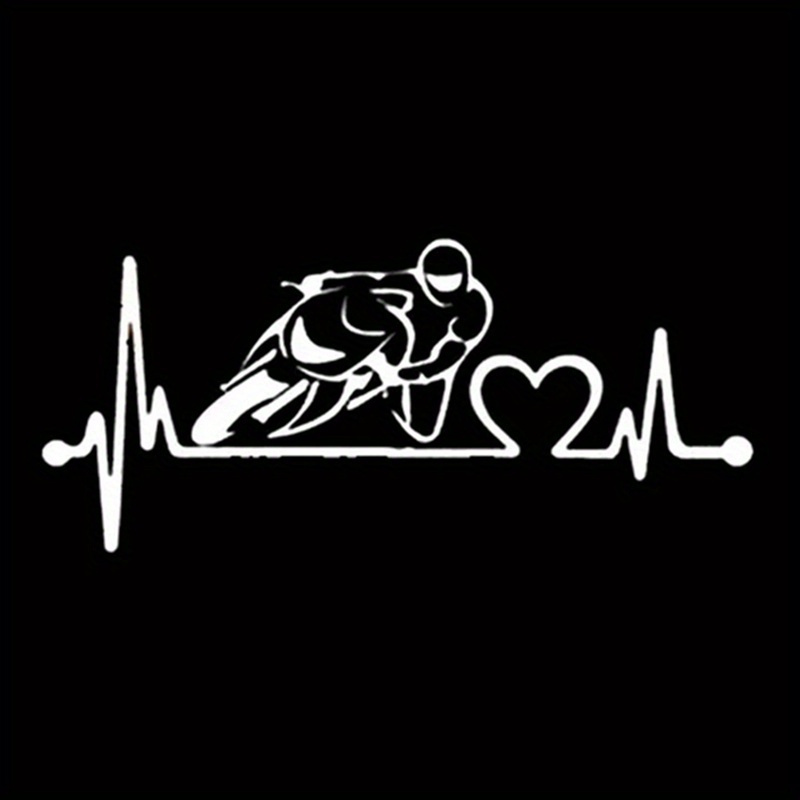 Durable Vinyl Motorcycle Heartbeat Stickers - Suitable For Trucks, Bicycles, And Scooters