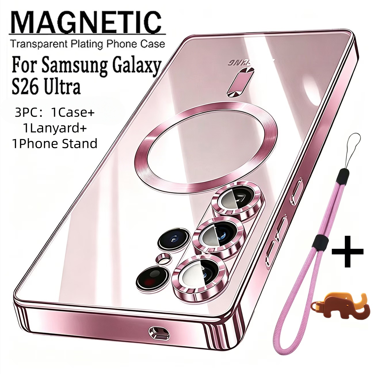 Capa de Celular: Conjunto de 3 Peças: 1 Capa de Celular + 1 Cordão + 1 Suporte para Celular