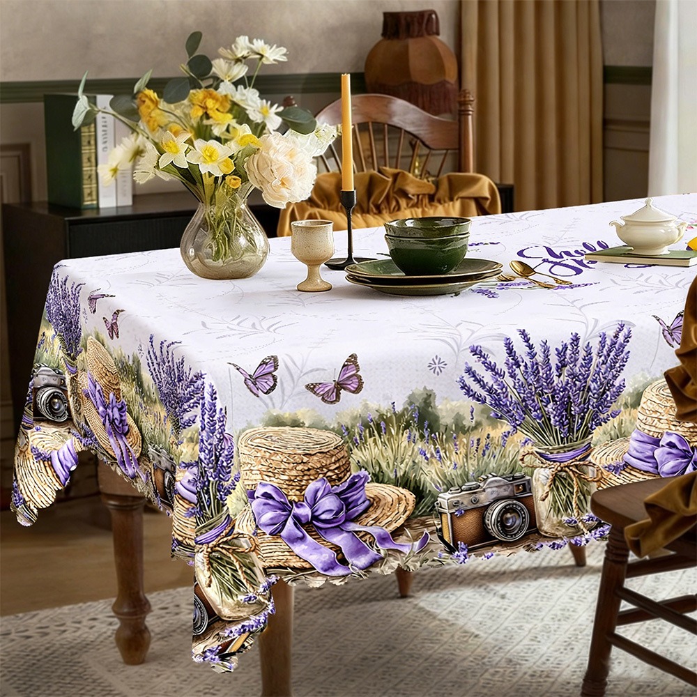 TEMU Halloween, Christmas, 1pc Tablecloth, Lavender And , European Style, Suitable For Restaurant, Party, Holiday, Outdoor Use, For Spring And Summer