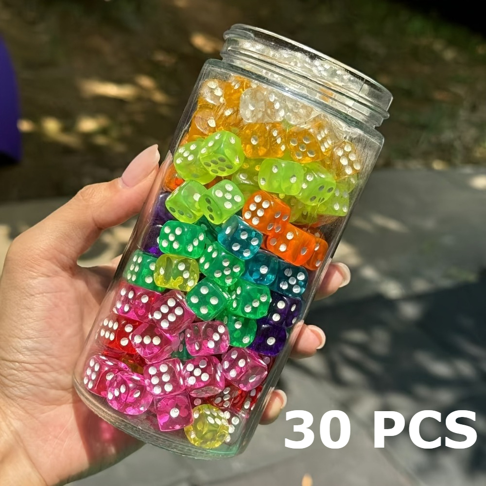 TEMU 30pcs Set ( And 3 Storage Boxes) 14mm Acrylic Rounded , 6-sided Game Dice, Portable For Party, Games, , Halloween Christmas Gift For Gamers