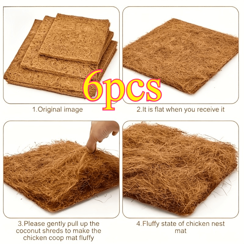 Image of 6pcs Chicken Coop Mat Set Artificial Grass Pet Bedding Washable Durable For Indoor And Outdoor Use Natural Texture Easy To No Power Required Fits Most Chicken Coops