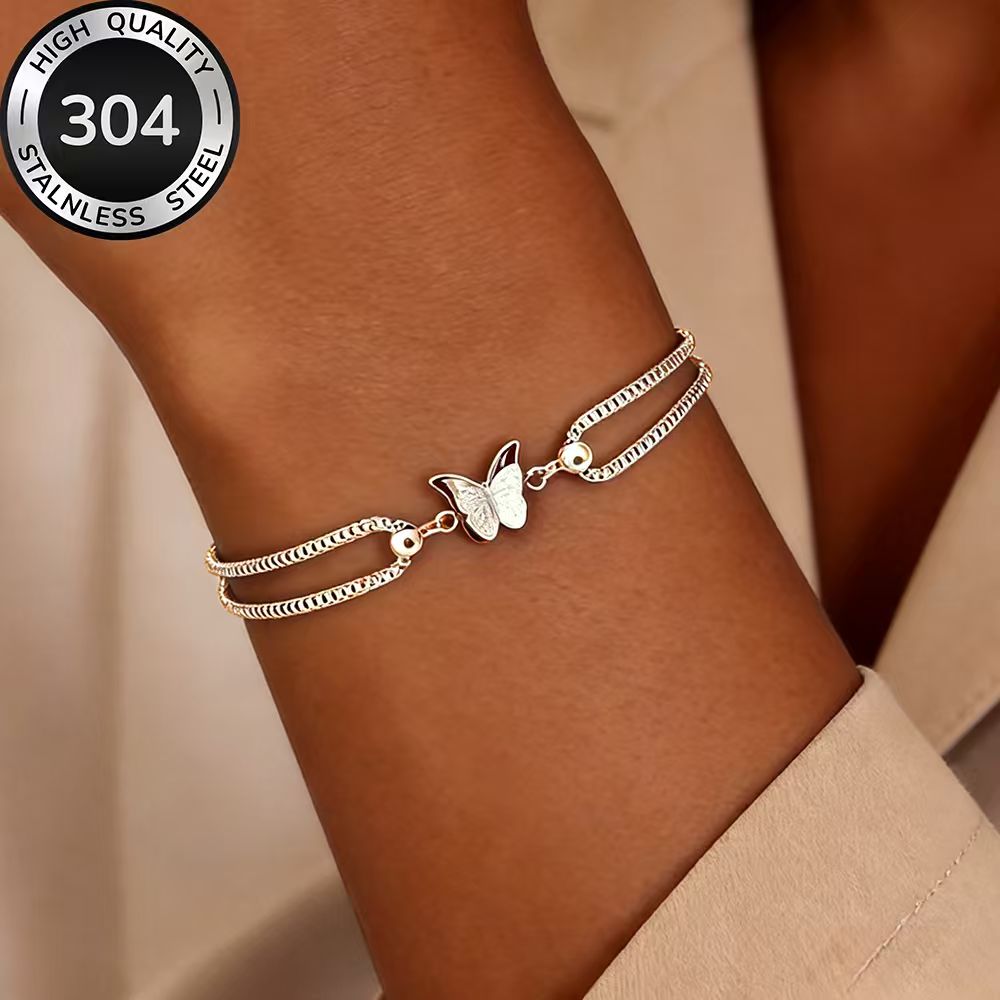 Image of High-quality Stainless Steel Golden Bracelet, Fade-resistant, Simple And Elegant, A Fashionable Women's Bracelet Suitable For Daily Wear Or Parties, A Jewelry Accessory, A Delicate Gift For Women