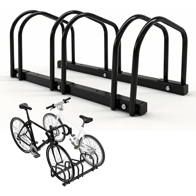 TEMU Support de sol robuste pour porte-vélos : Organisateur de rangement de capacité 3 pour roues de 22'' à 28'', compatible avec des pneus de 2.2'',