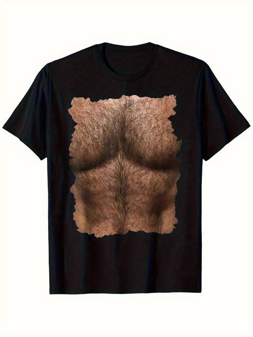 humoristisch t-shirt met een grappige baardachtige borst en zes voor zowel mannen als vrouwen - zwart casual t-shirt met korte mouwen en ronde hals, machinewasbaar, perfect cadeau voor papa, mama en vrienden