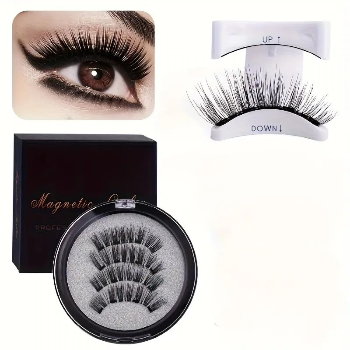Magnetic False Eyelashes, -one Box Eyelash Curler Set, Thick European And American Magnet Eyelashes, Eye Makeup Tools
